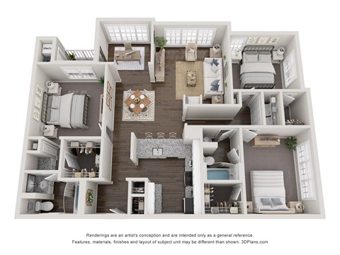3 Bed 2 Bath Floor Plan | 1,462 Sq. Ft. 3 Bed 2 Bath Floor Plan | 1,462 Sq. Ft. at Willowest in Collier Hills in Atlanta, Georgia 30318